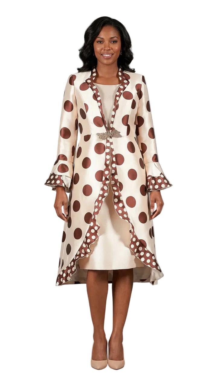 2pc Silky Twill in Polka Dots Dress+Jkt Set