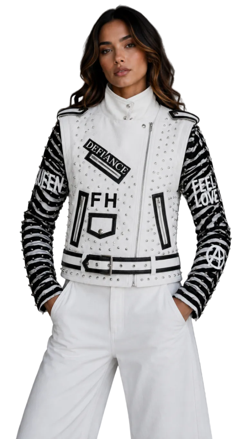 Leather Jacket with Detachable Sleeves -81941