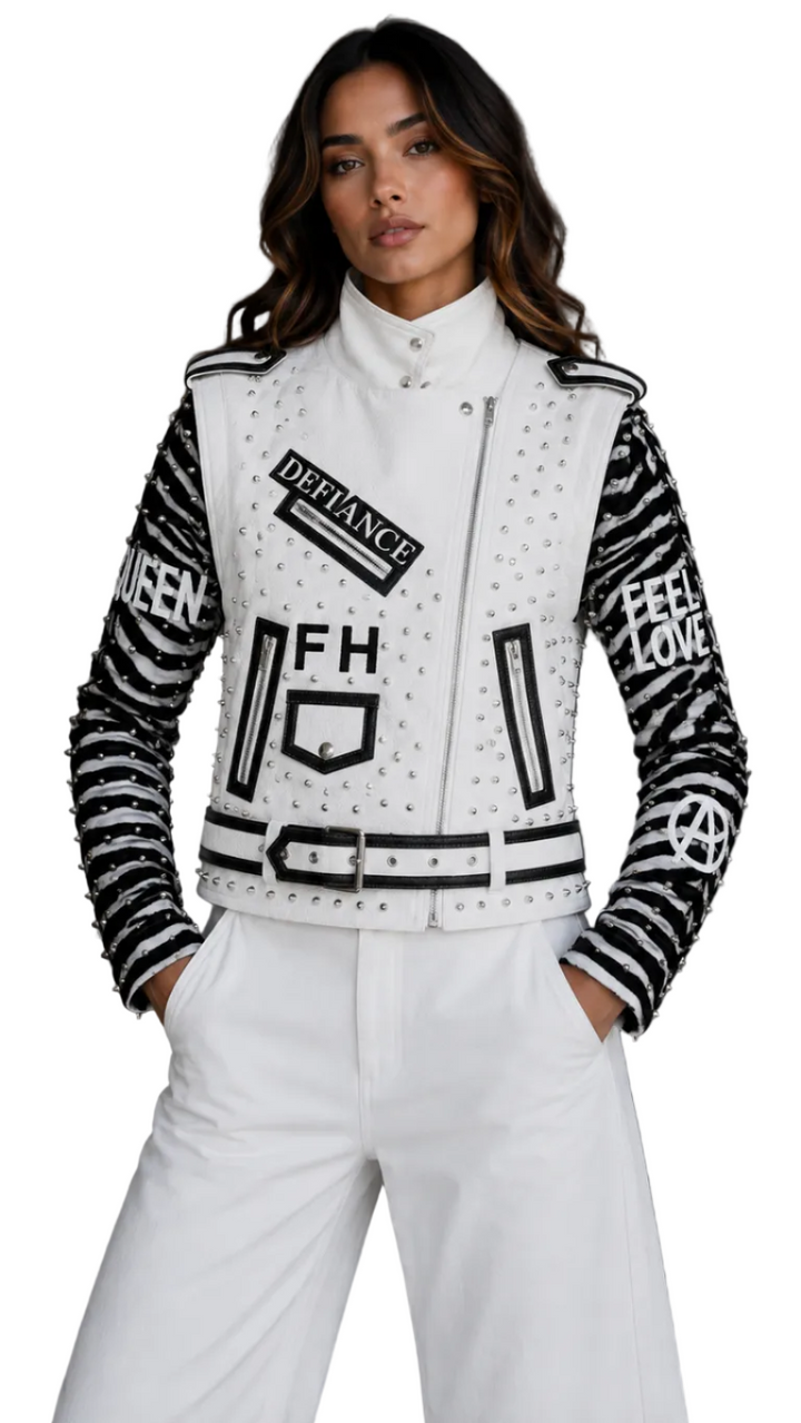 Leather Jacket with Detachable Sleeves -81941