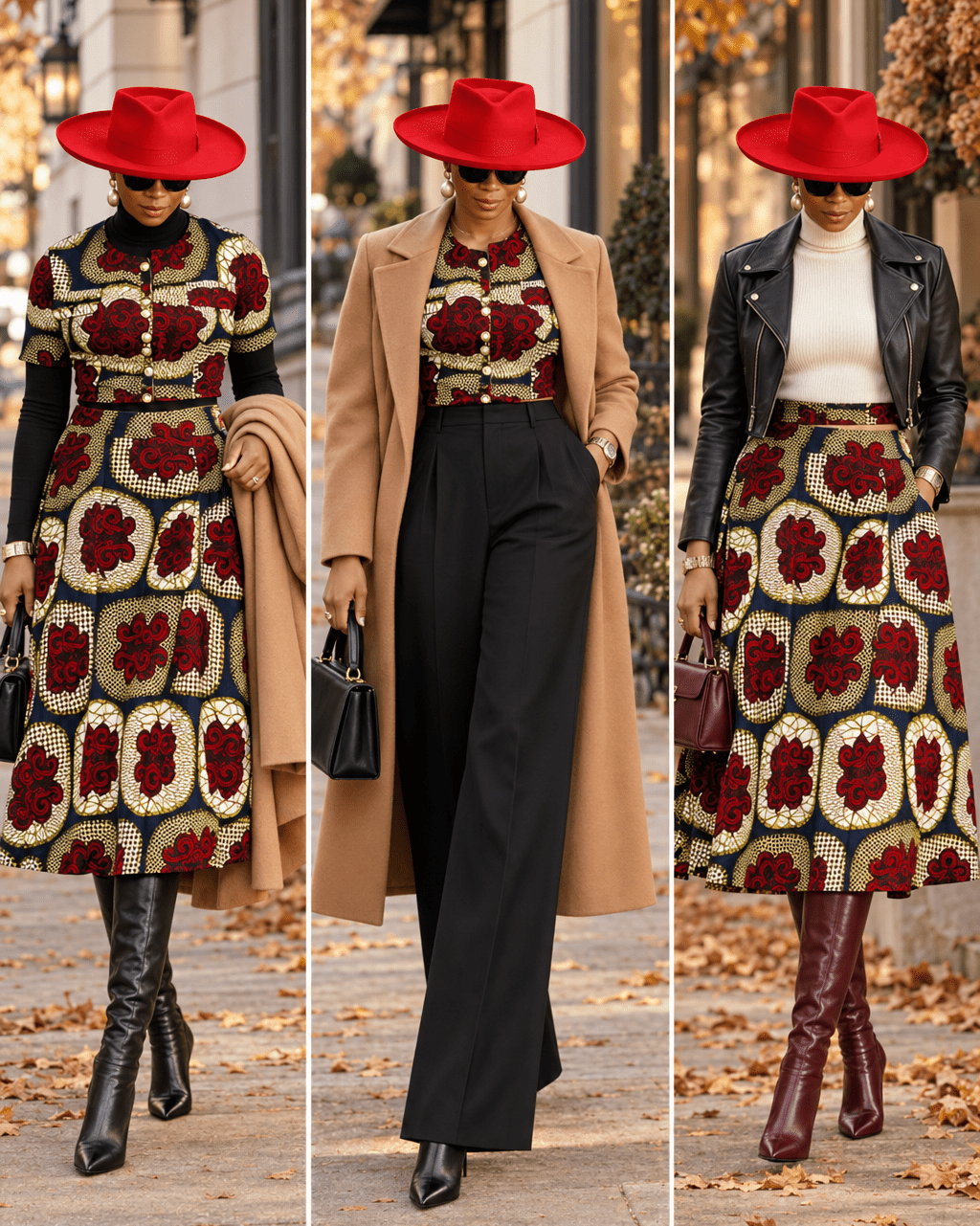 AMARA AFRICAN PRINT CROP TOP & MIDI SKIRT SET [RED] - Especially Yours
