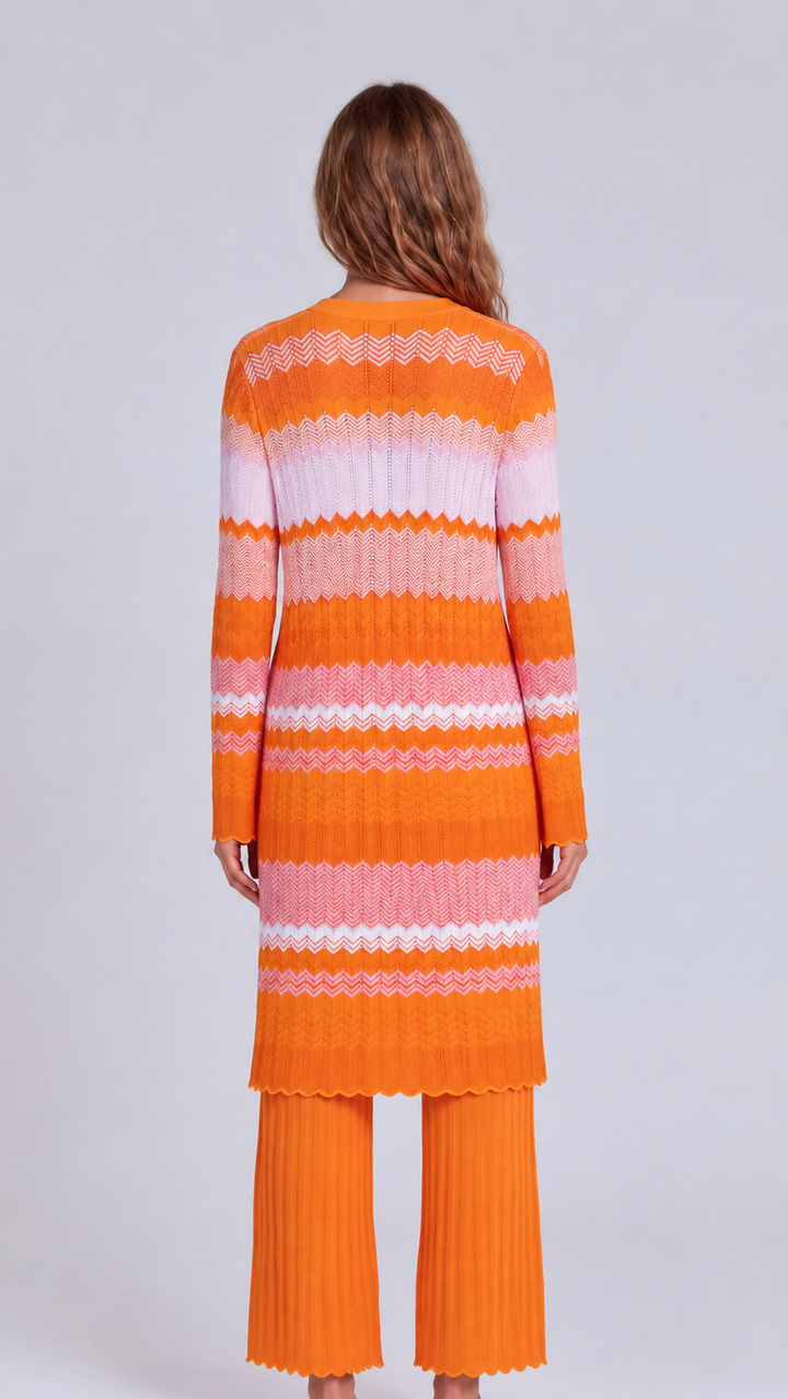 Chevron Knit Dress & Pant Set - 51013