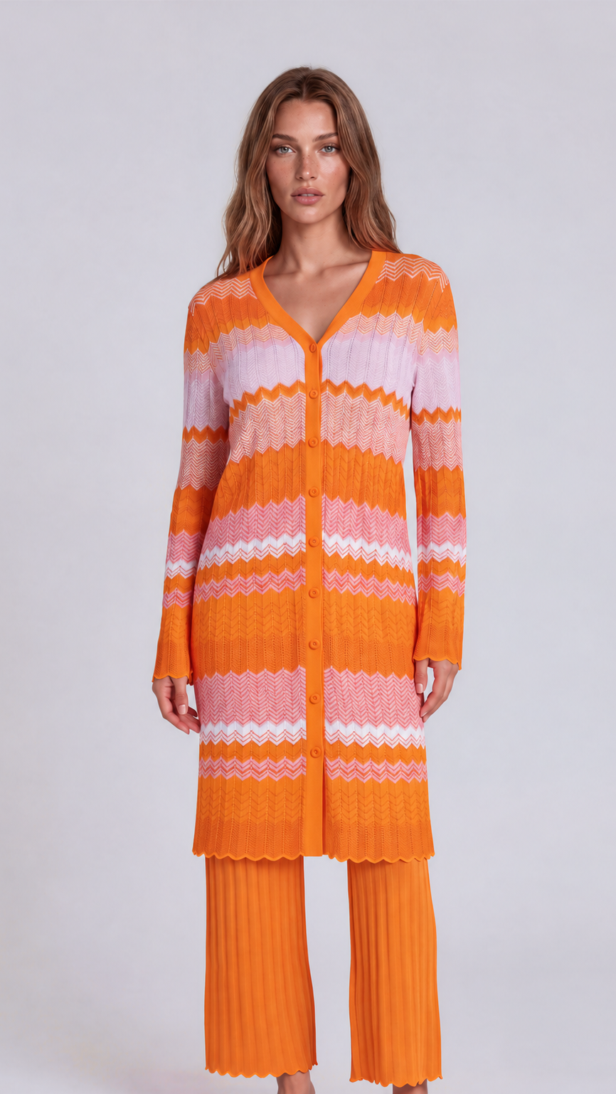 Chevron Knit Dress & Pant Set - 51013