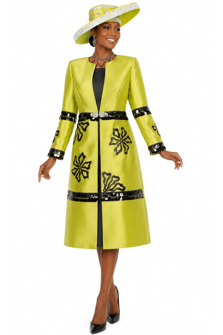 Elegant Olive Floral Sequin Duster Dress Set for Women's Church Occasions - Especially Yours