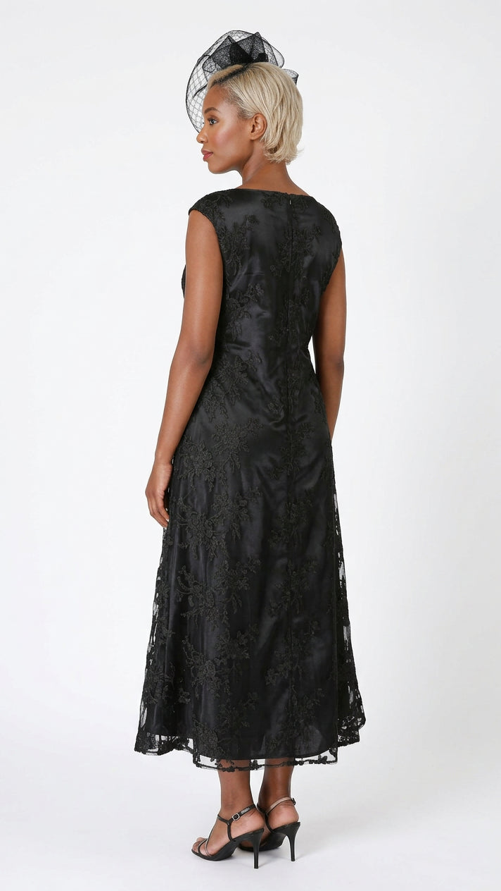 2pc Lace Dress & Hi-Lo Pull Over Lace Cape - Plus size