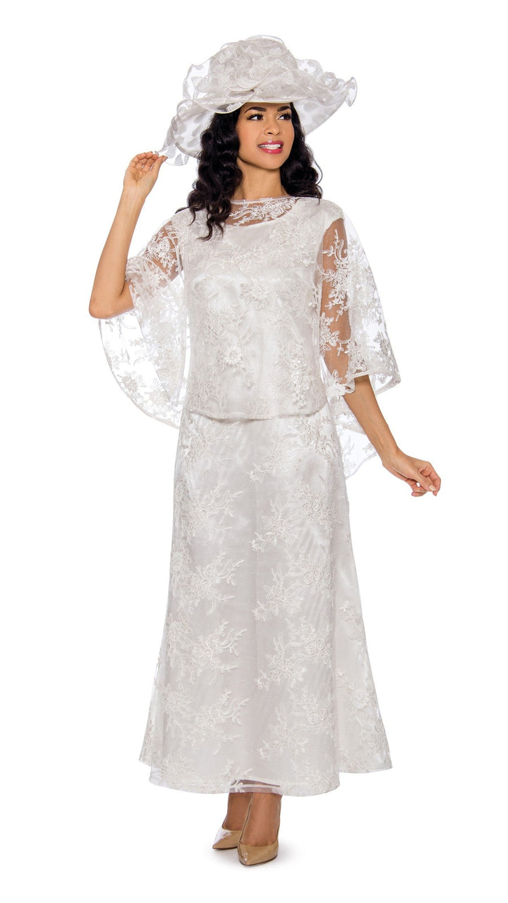 2pc Lace Dress & Hi-Lo Pull Over Lace Cape - Plus size