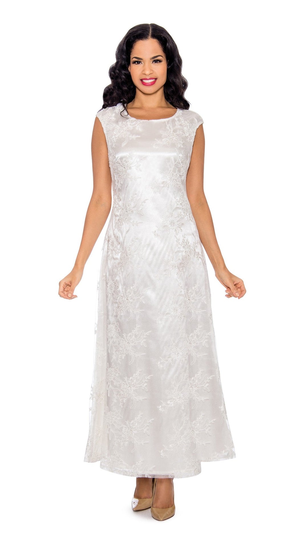 2pc Lace Dress & Hi-Lo Pull Over Lace Cape - Plus size