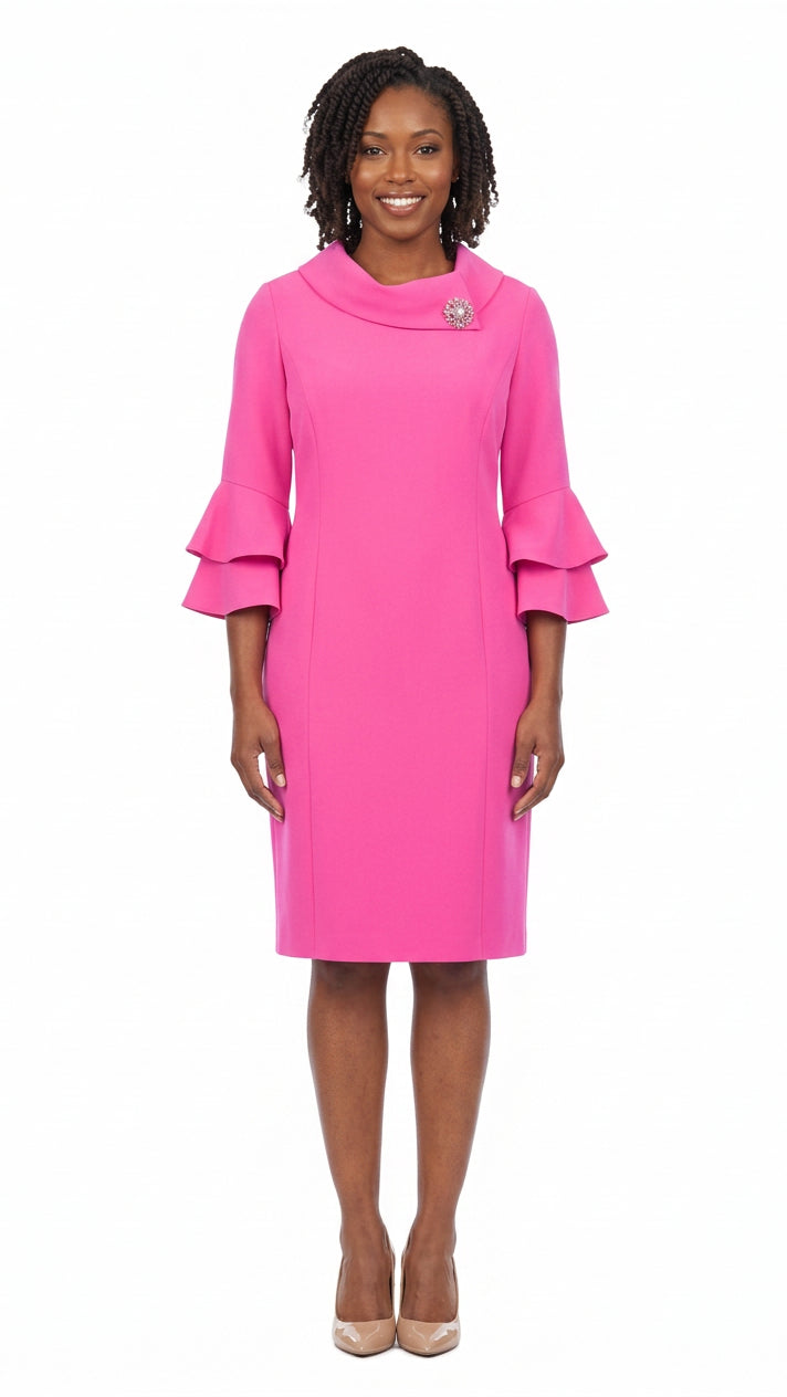 Draped Collar Bell Sleeve Shift Dress