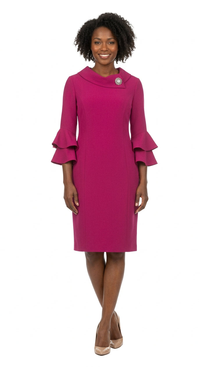 Draped Collar Bell Sleeve Shift Dress