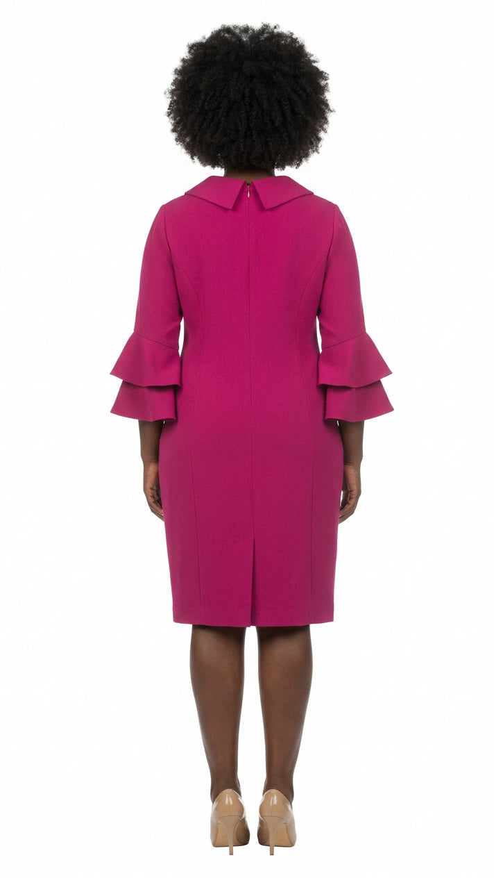 Draped Collar Bell Sleeve Shift Dress