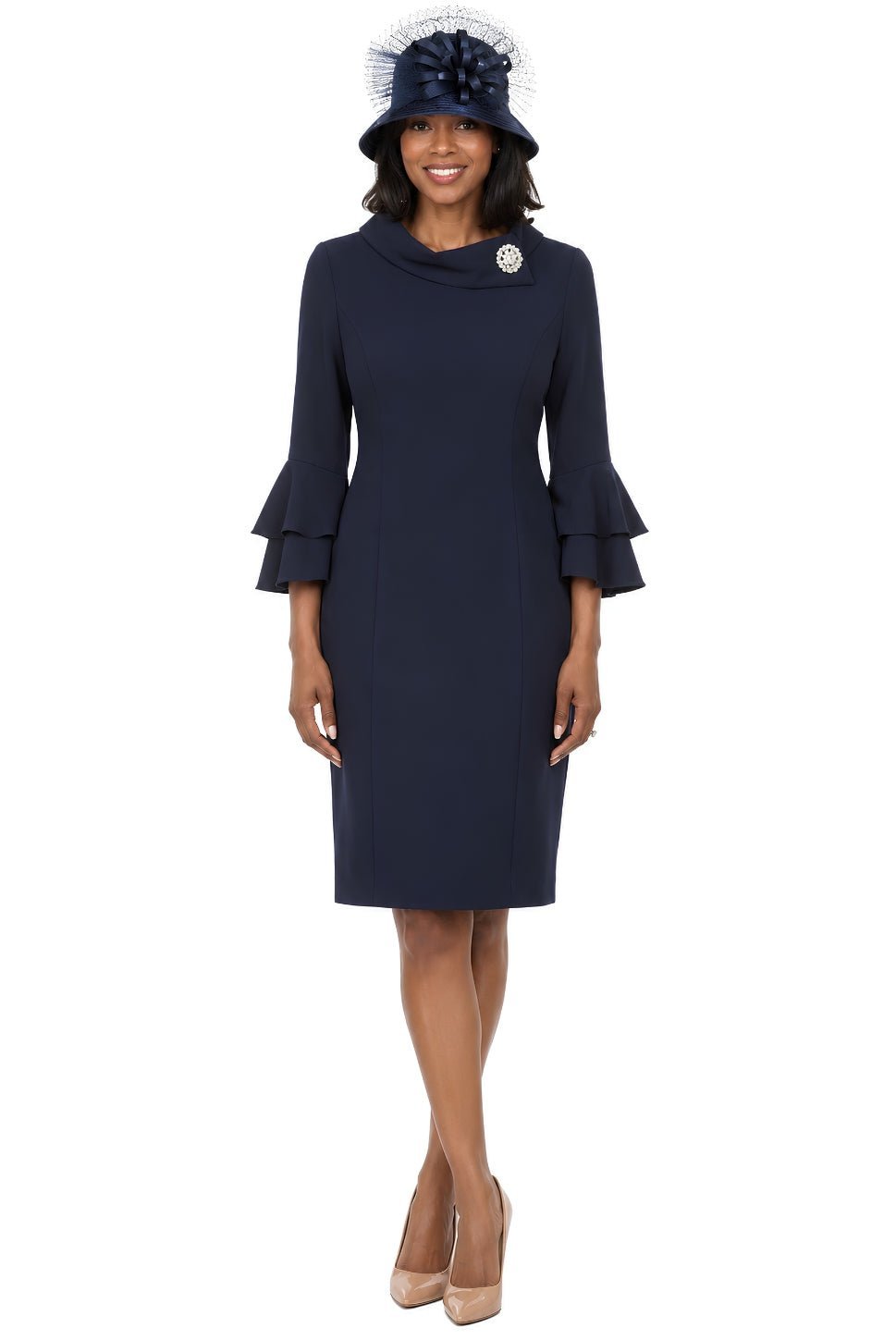 Draped Collar Bell Sleeve Shift Dress – Giovanna Apparel - Especially Yours