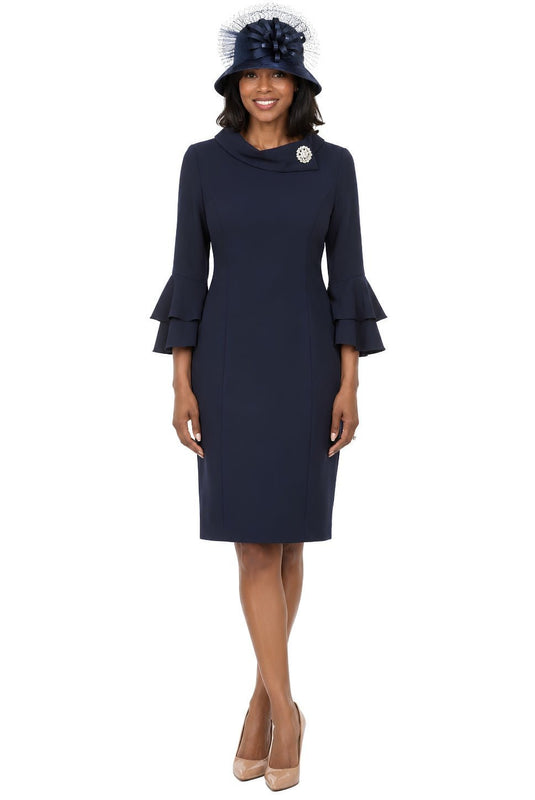Draped Collar Bell Sleeve Shift Dress-Plus