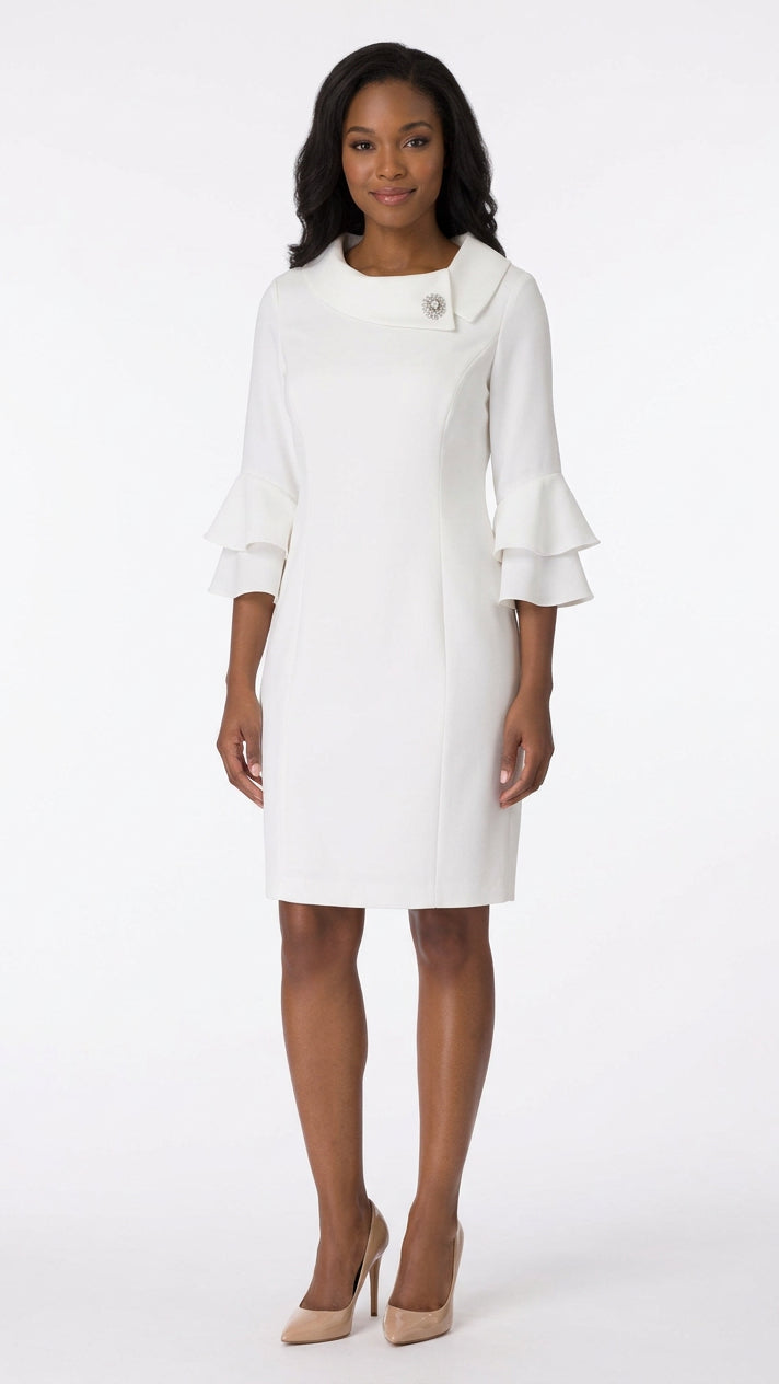 Draped Collar Bell Sleeve Shift Dress