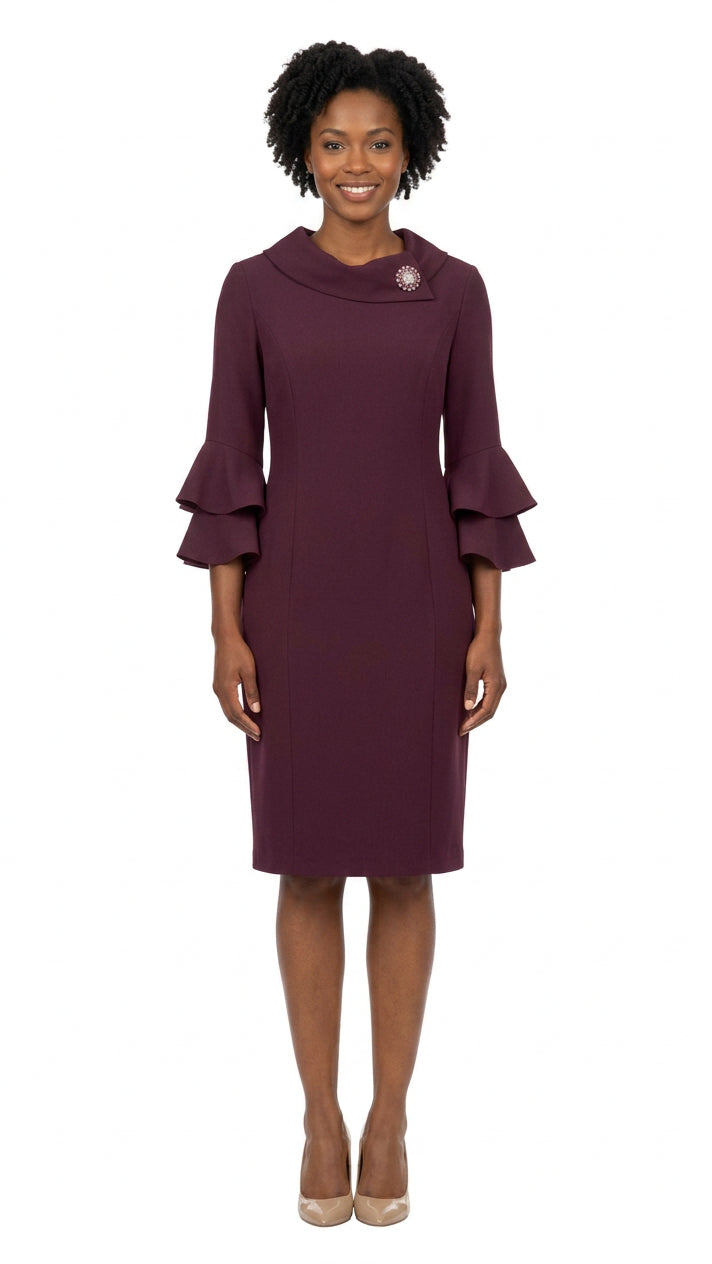 Draped Collar Bell Sleeve Shift Dress