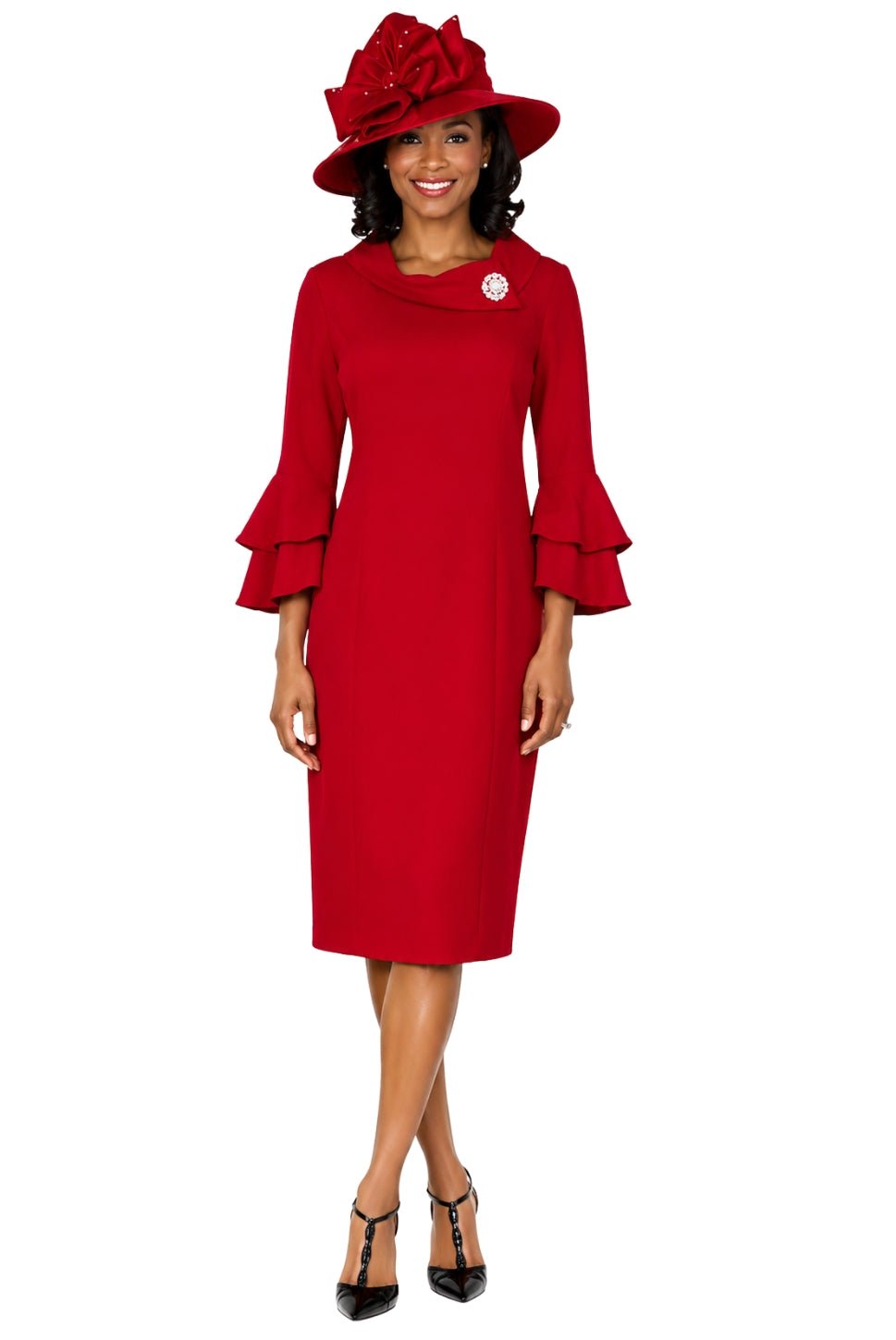 Draped Collar Bell Sleeve Shift Dress – Giovanna Apparel - Especially Yours