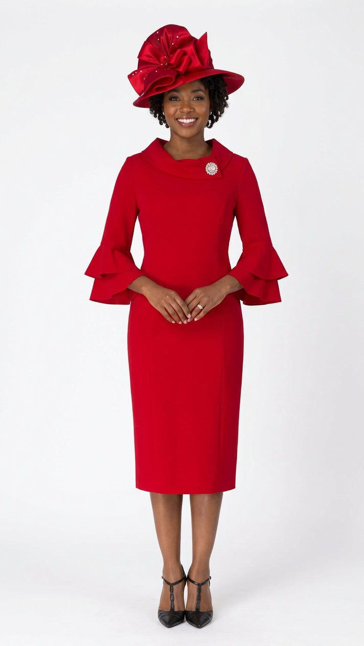 Draped Collar Bell Sleeve Shift Dress