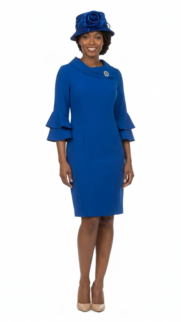 Draped Collar Bell Sleeve Shift Dress