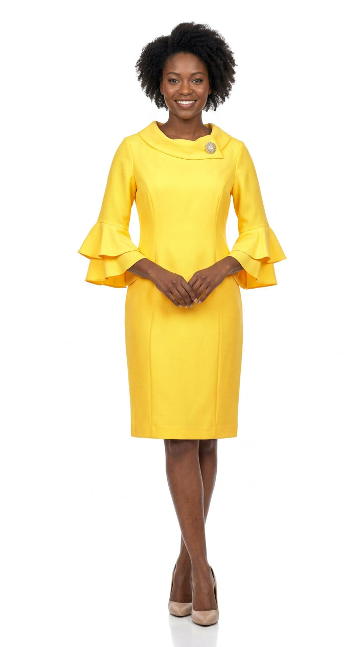 Draped Collar Bell Sleeve Shift Dress
