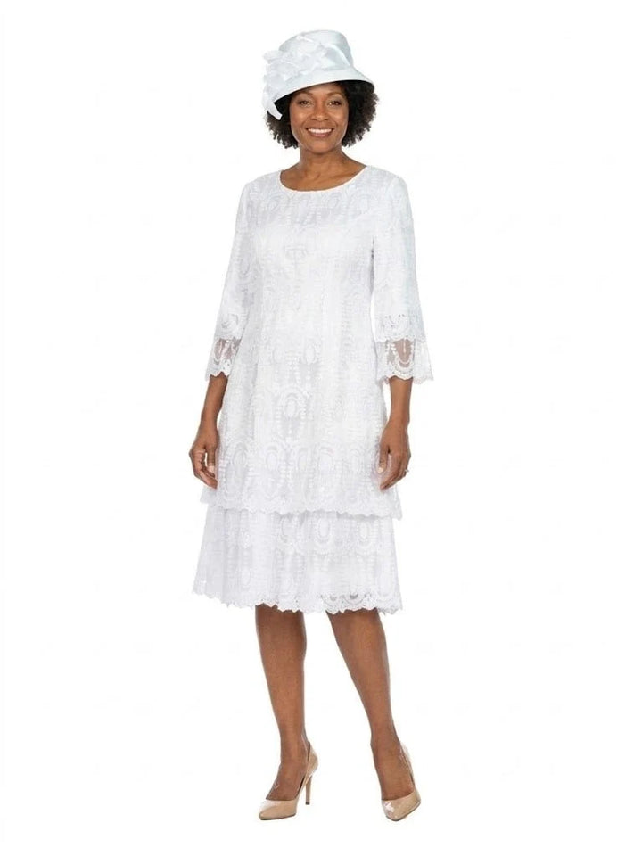 Elegant A-Line Tiered Lace Dress-Plus