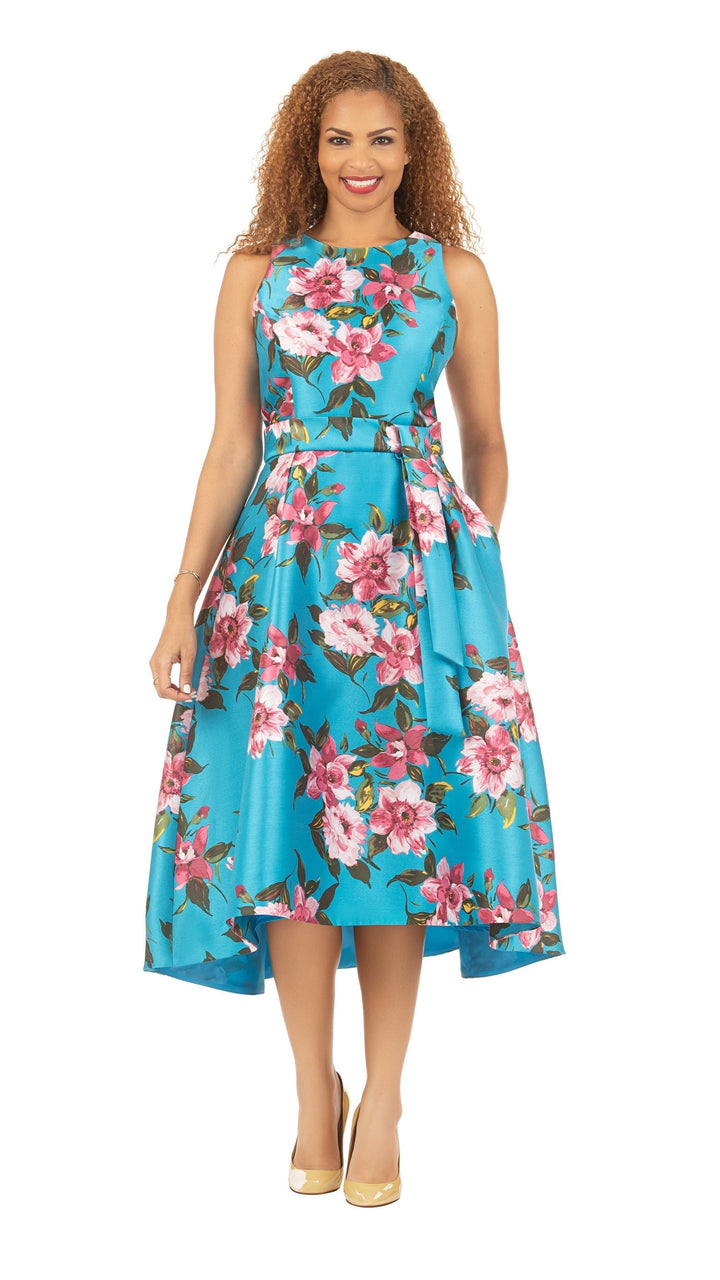 Sleeveless Full Flare Hi-Lo Drs w/ Belt - Plus