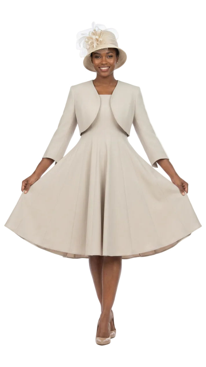 2pc Multi-Paneled Flare Dress w/ Jkt-Plus size