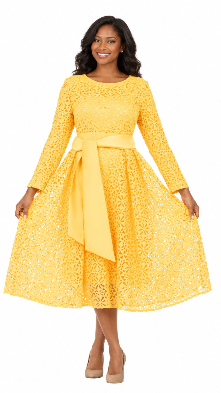 Elegant Bloom Eyelet Lace A-line Belted Dress-Plus