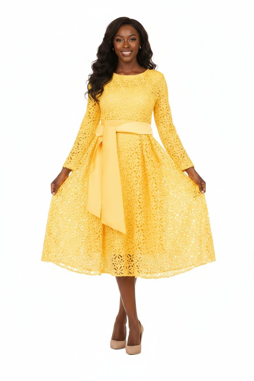 1pc LS A-line Lace Drs w/ Belt - Especially Yours