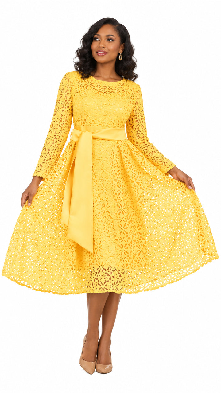 Elegant Bloom Eyelet Lace Fit & Flare Belted Dress
