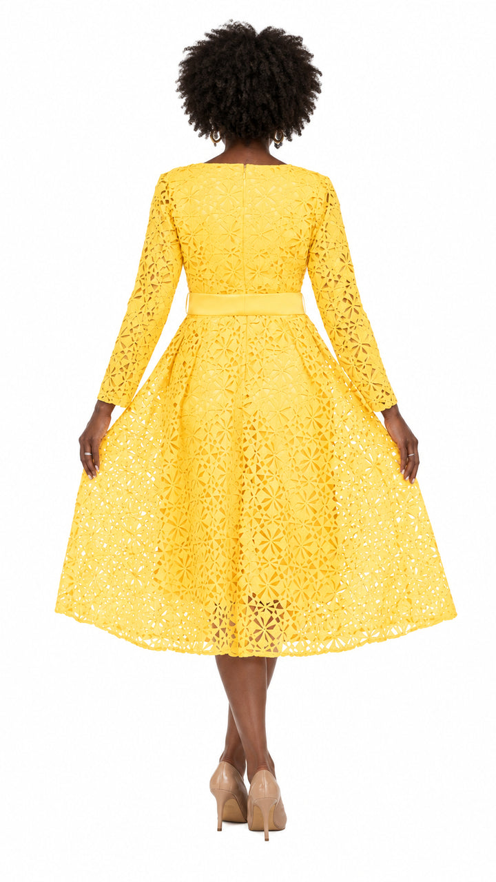 Elegant Bloom Eyelet Lace Fit & Flare Belted Dress