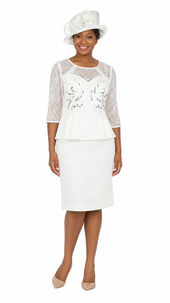 3/4 Slv Shift Drs w/ Peplum Waist and Sequins