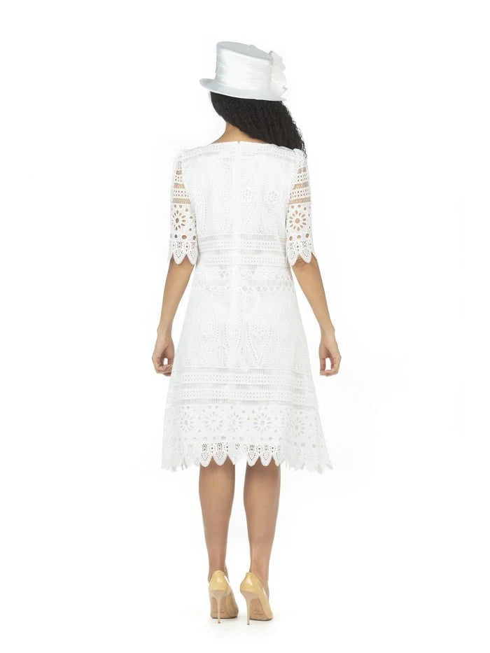1pc Elbow Length Slv Lux Lace Shift Dress