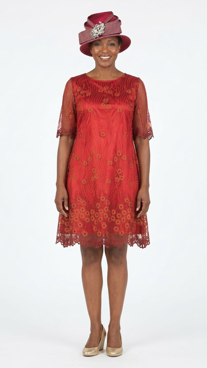 1pc Short Slv Lux Lace A-line Dress