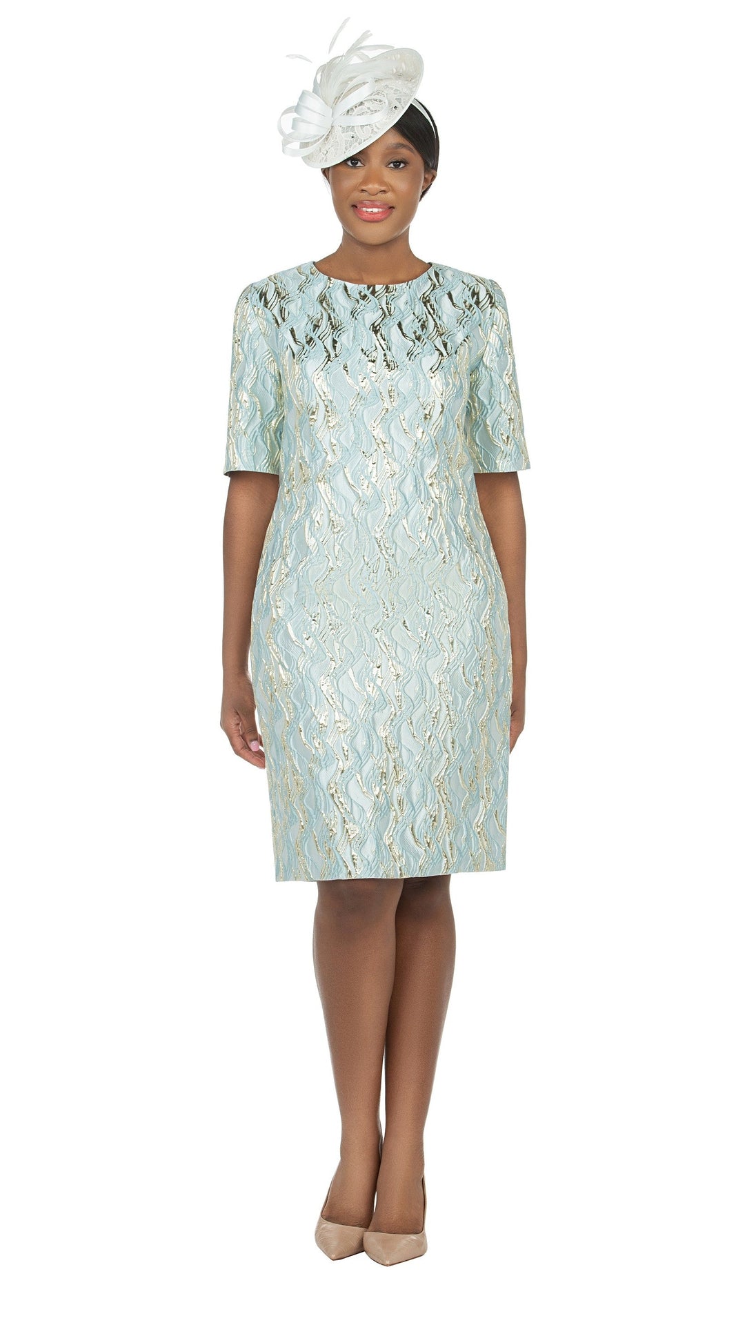 Short Slv Brocade Sheath Dress - Plus