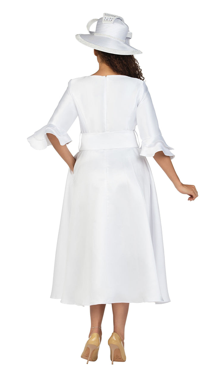 Silky Twill Ruffle Sleeve A-line Sash Dress-Plus