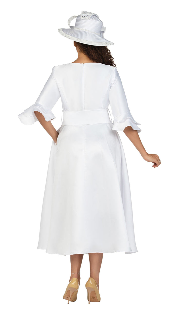 Silky Twill Ruffle Sleeve A-line Sash Dress-Plus