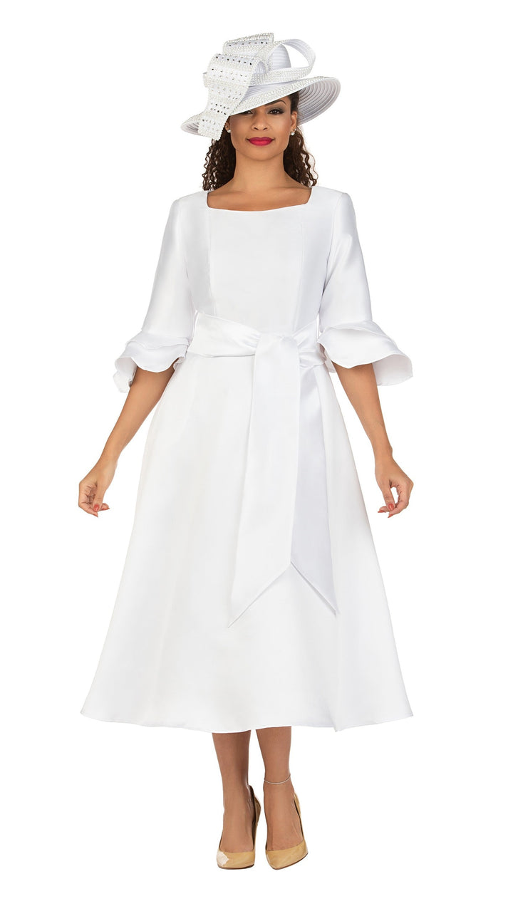 Silky Twill Ruffle Sleeve A-line Sash Dress