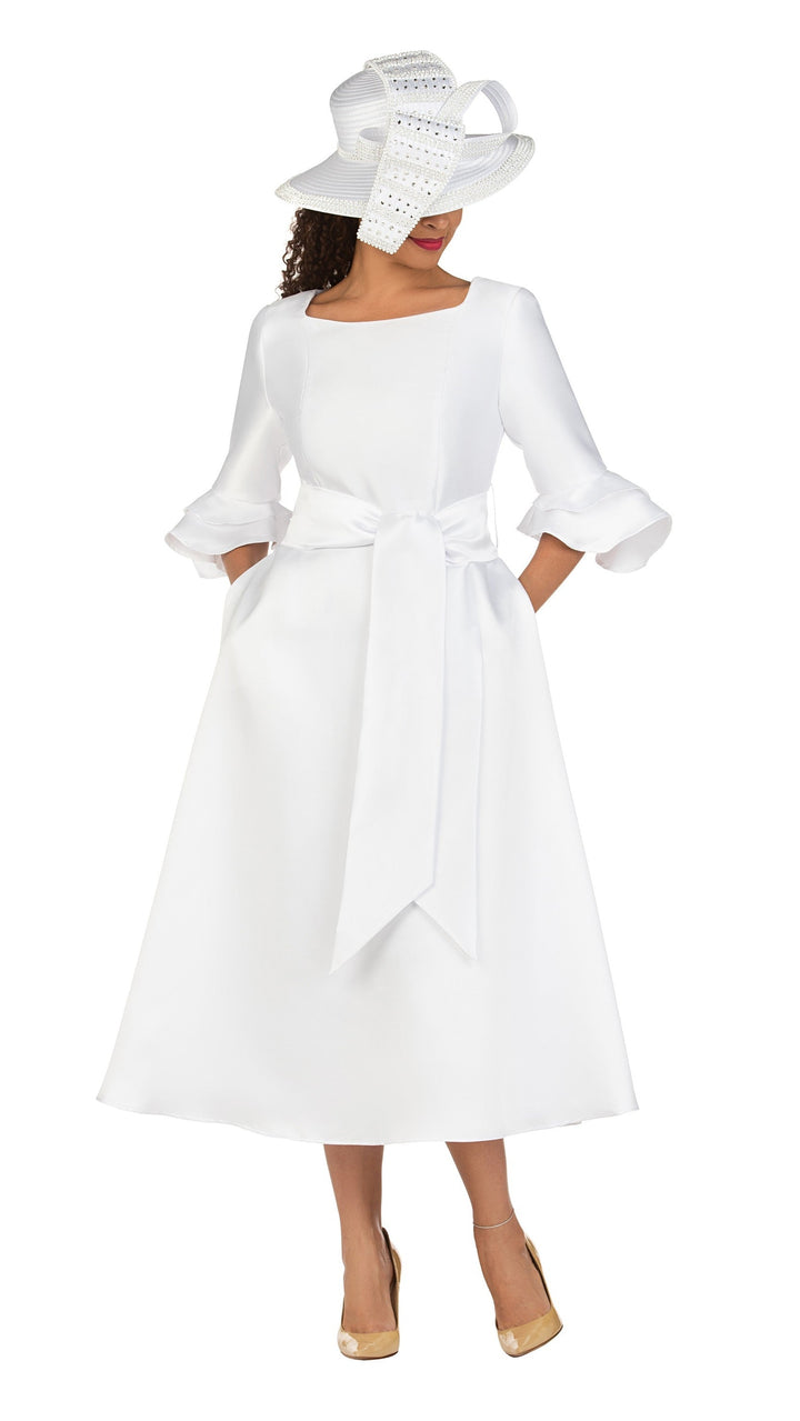 Silky Twill Ruffle Sleeve A-line Sash Dress