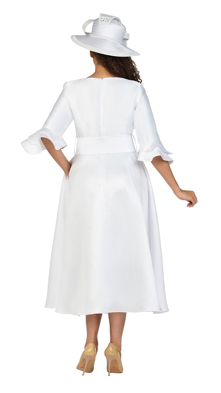 Silky Twill Ruffle Sleeve A-line Sash Dress