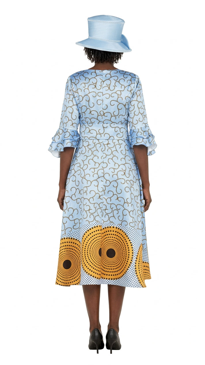 Silky Twill Fit&Flare Drs w/ Belt in African Print