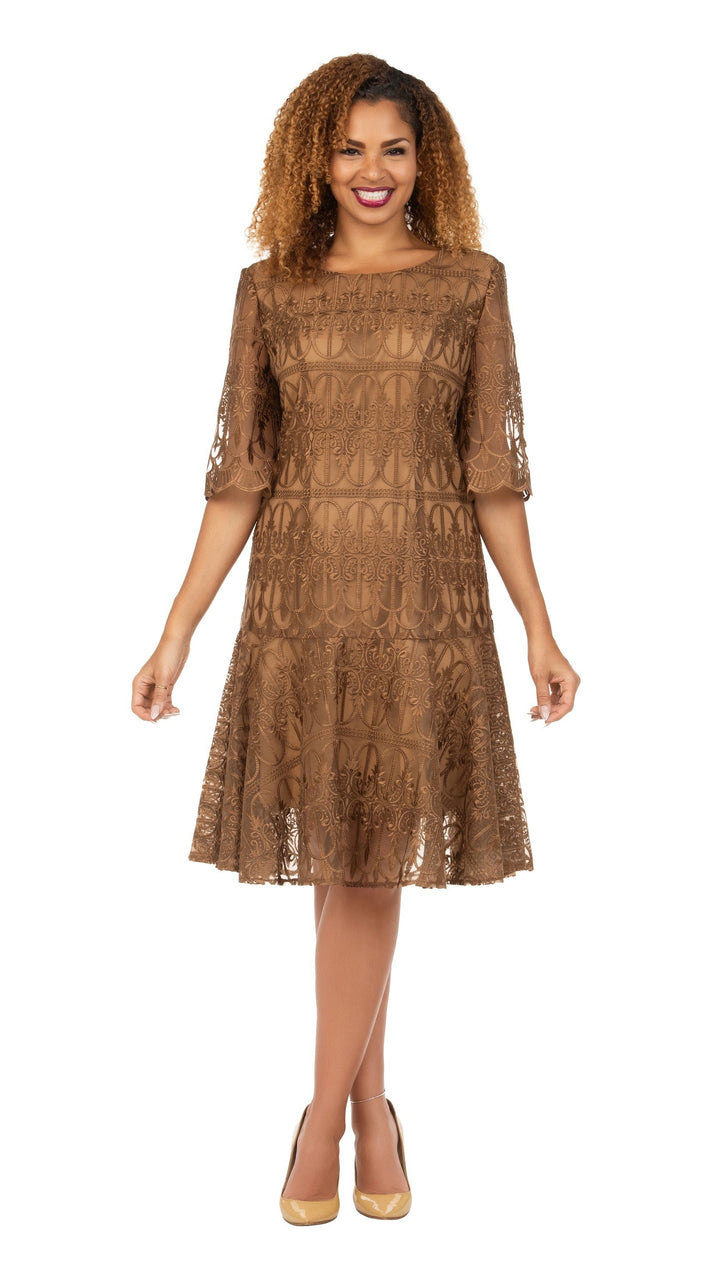 Ornate Lace Fit-and-Flare Midi Dress-Plus