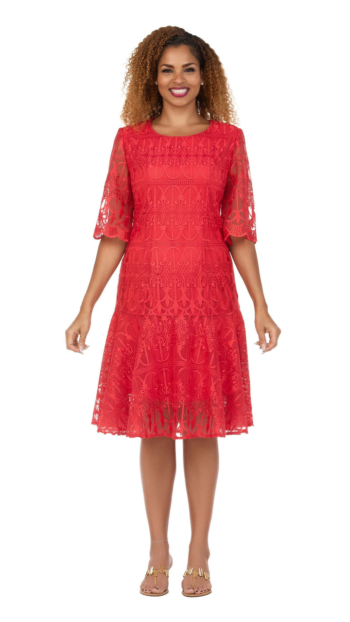 Ornate Lace Fit-and-Flare Midi Dress-Plus
