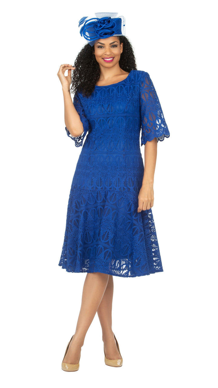 Ornate Lace Fit-and-Flare Midi Dress-Plus