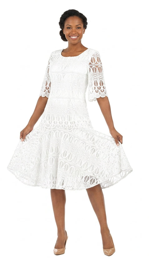 Ornate Lace Fit-and-Flare Midi Dress-Plus