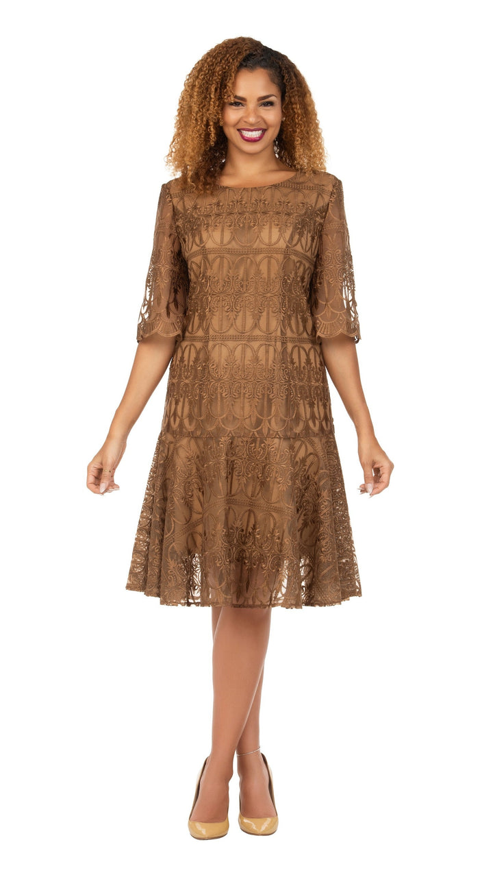 Ornate Lace Fit-and-Flare Midi Dress