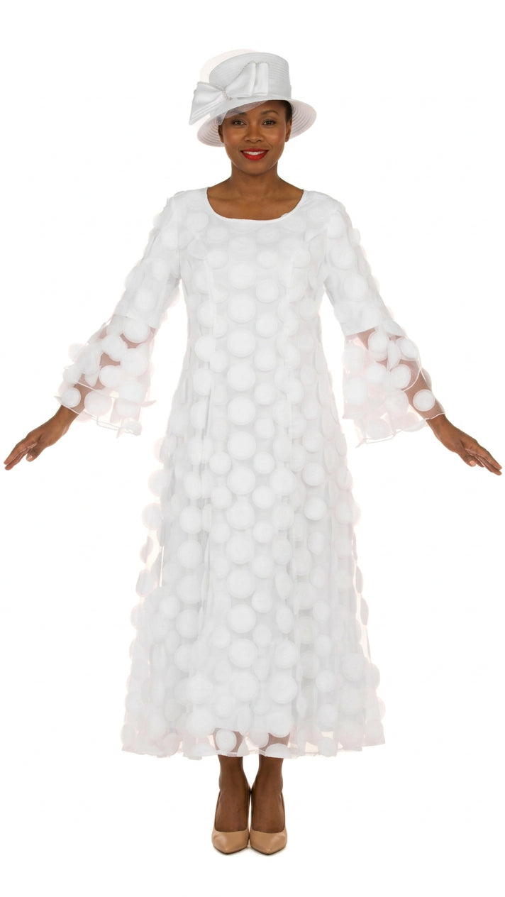 Elegant 3D Dot Mesh Bell Sleeve Maxi Dress-Plus