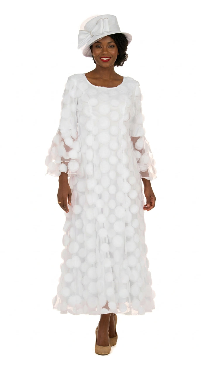 Elegant 3D Dot Mesh Bell Sleeve Maxi Dress-Plus