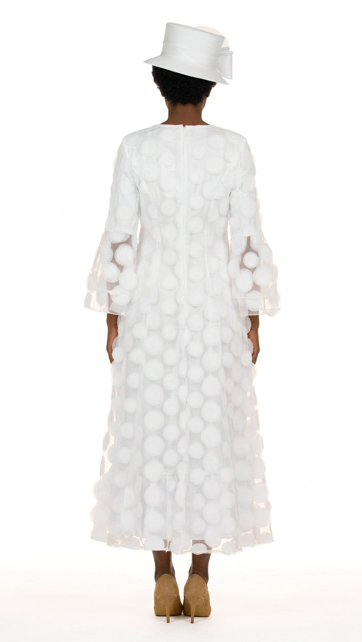 Elegant 3D Dot Mesh Bell Sleeve Maxi Dress-Plus