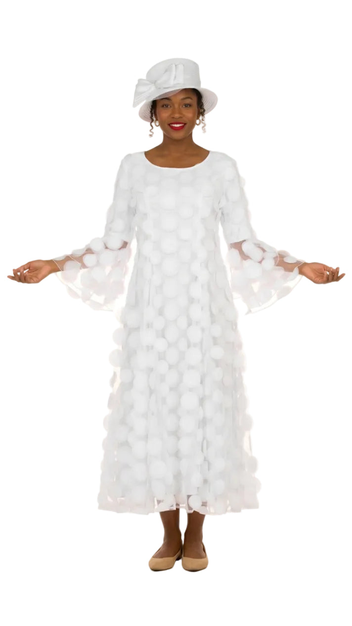 Elegant 3D Dot Mesh Bell Sleeve Maxi Dress-Plus