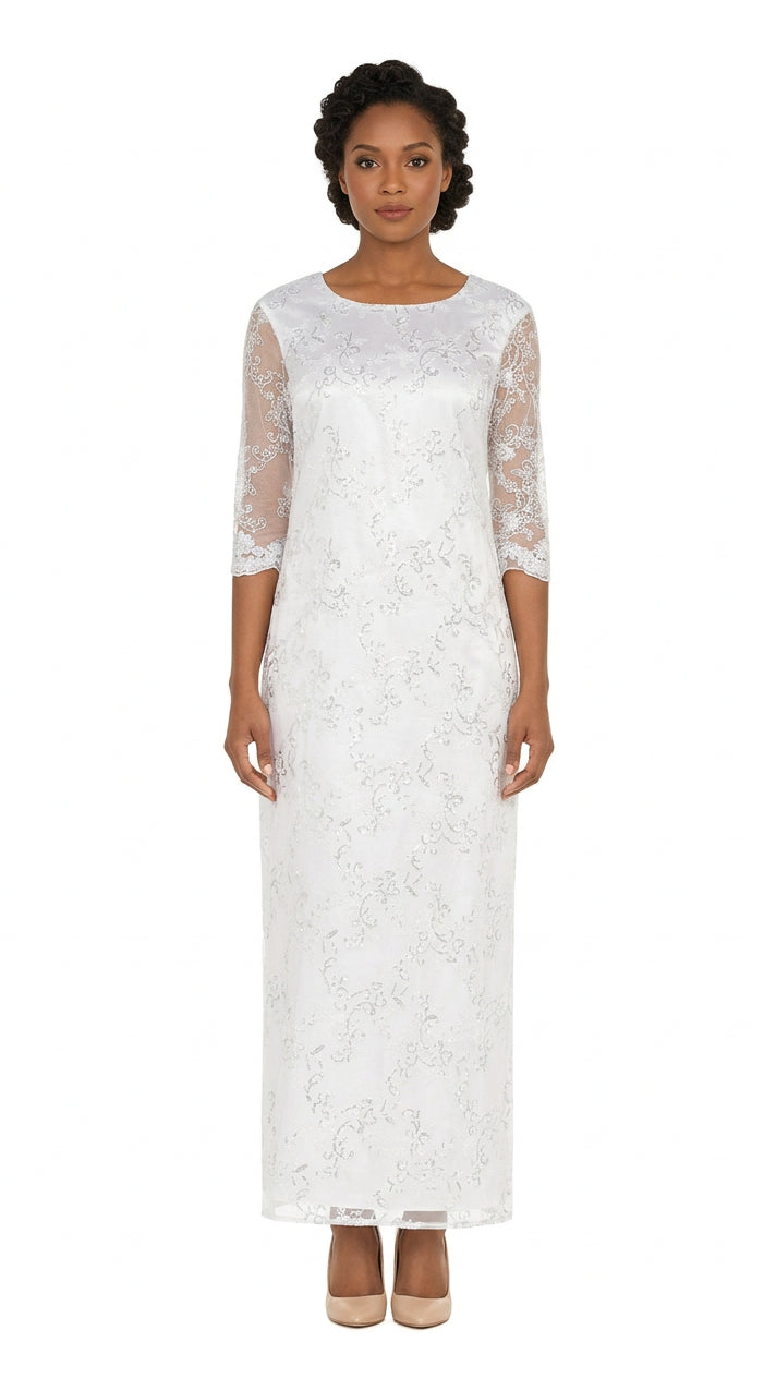 2pc Lux Sequined Lace Drs + Hi-low Cape-Plus
