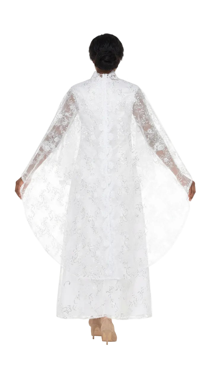 2pc Lux Sequined Lace Drs + Hi-low Cape-Plus