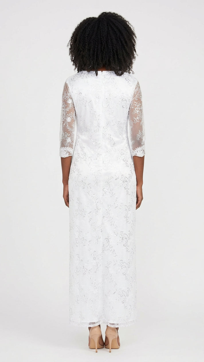 2pc Lux Sequined Lace Drs + Hi-low Cape-Plus